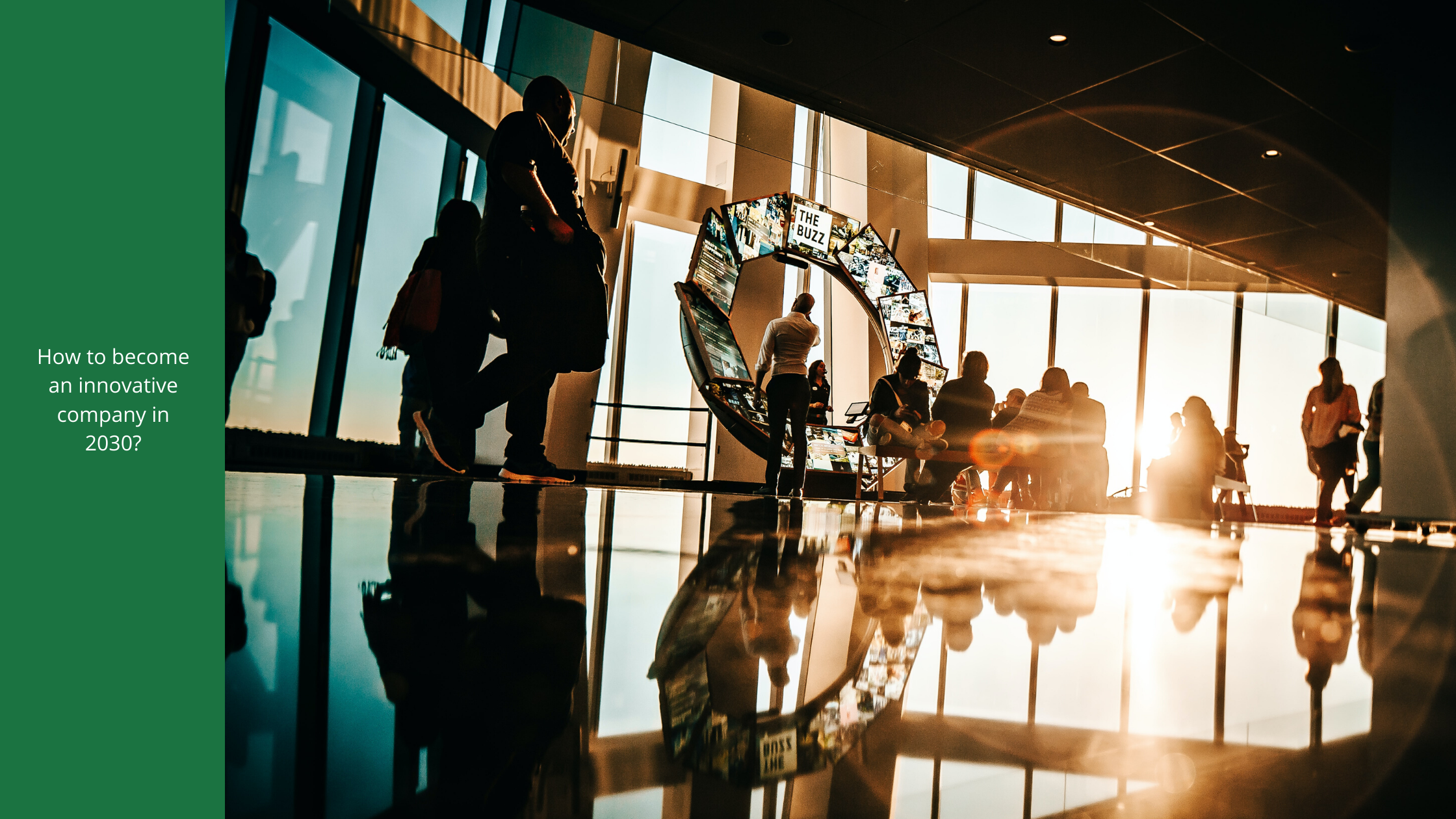 Business people in a glass building
